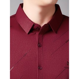 Camisa Masculina JOSFOND Azul Claro - Anti-Rugas Sem Passar, Botões Frontais, Corte Solto para Escritório e Eventos Formais - Tecido Não Transparente, Ideal para Verão