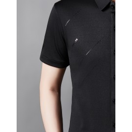 Camisa Masculina JOSFOND Azul Claro - Anti-Rugas Sem Passar, Botões Frontais, Corte Solto para Escritório e Eventos Formais - Tecido Não Transparente, Ideal para Verão