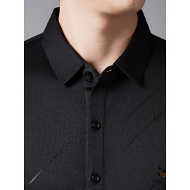 Camisa Masculina JOSFOND Azul Claro - Anti-Rugas Sem Passar, Botões Frontais, Corte Solto para Escritório e Eventos Formais - Tecido Não Transparente, Ideal para Verão