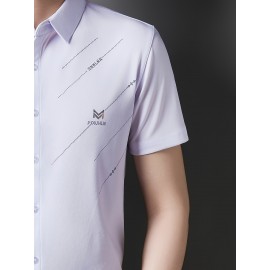 Camisa Masculina JOSFOND Azul Claro - Anti-Rugas Sem Passar, Botões Frontais, Corte Solto para Escritório e Eventos Formais - Tecido Não Transparente, Ideal para Verão