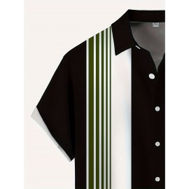 Camisa de manga curta para homem com estampa de árvore de coco, padrão artístico 3D, estampa digital, gola virada, peito, moda casual de férias, impressão para o exterior.