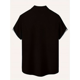 Camisa de manga curta para homem com estampa de árvore de coco, padrão artístico 3D, estampa digital, gola virada, peito, moda casual de férias, impressão para o exterior.