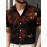 Camisa de manga curta de verão para homem SINBOS - Tecido de fibra de seda gelada, corte solto, decote quadrado, estampa floral (vermelho/laranja/branco), camisa casual leve e respirável para escritório e eventos sociais
