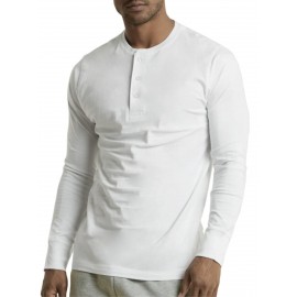2 Peças de Camiseta Henley Masculina de Algodão Manga Longa S-3XL Regular, Confortável e Respirável, Corte Clássico com Gola Redonda, Leve e Casual, Ideal para Primavera, Outono e Inverno, Estilo Pullover para Homens