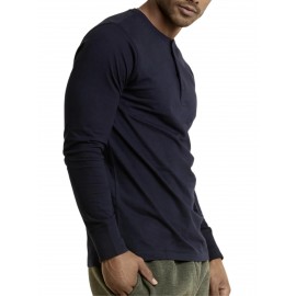 2 Peças de Camiseta Henley Masculina de Algodão Manga Longa S-3XL Regular, Confortável e Respirável, Corte Clássico com Gola Redonda, Leve e Casual, Ideal para Primavera, Outono e Inverno, Estilo Pullover para Homens