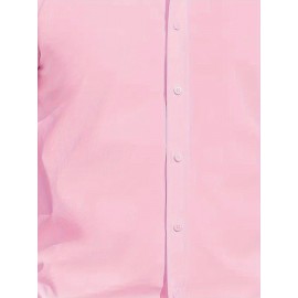 Camisa Masculina de Verão Slim Fit com Lapela e Botões - Manga Curta, Cor Sólida, Leve e Casual para Uso Semi-Formal, Fácil Cuidado (Lavagem à Mão ou Limpeza a Seco), Tecido Sofisticado, Material Respirável, Design Frontal com Botões, Roupa para Clima Que