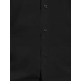 Camisa Masculina de Verão Slim Fit com Lapela e Botões - Manga Curta, Cor Sólida, Leve e Casual para Uso Semi-Formal, Fácil Cuidado (Lavagem à Mão ou Limpeza a Seco), Tecido Sofisticado, Material Respirável, Design Frontal com Botões, Roupa para Clima Que