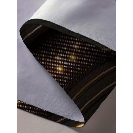 Camisa Havaiana Masculina Plus Size - Conforto 120GSM para Todas as Estações, Manga Curta com Gola Virada e Botão Único, Preto com Estampa Geométrica Dourada e Branca, Lavável na Máquina