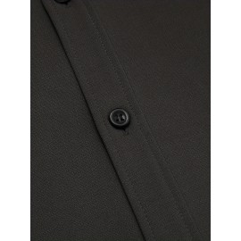 ELESOL Camisa de Algodão para Homem Verão Sem Dobrar Manga Curta Casual com Botão Camisetas Musculares