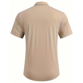 ELESOL Camisa de Algodão para Homem Verão Sem Dobrar Manga Curta Casual com Botão Camisetas Musculares