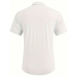 ELESOL Camisa de Algodão para Homem Verão Sem Dobrar Manga Curta Casual com Botão Camisetas Musculares