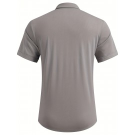 ELESOL Camisa de Algodão para Homem Verão Sem Dobrar Manga Curta Casual com Botão Camisetas Musculares
