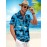 Camisa Masculina de Manga Curta KEEVOOM Havaí com Estampa de Coqueiro e Botões, Camisa Térmica para Férias na Praia, Poliéster, Leve, Casual de Verão, Corte Tipo H, Bolso, Lavagem à Mão ou Limpagem a Seco, Camisa para Homens Adultos