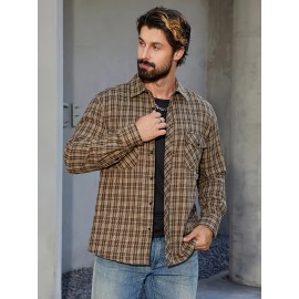 Tendência de Primavera e Verão para Homens, Xadrez Solto e Versátil, Camisa Casual de Moda, Jaqueta de Manga Comprida