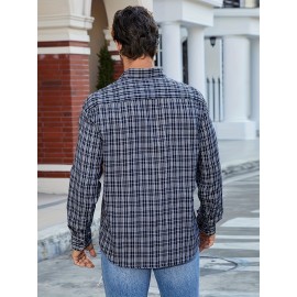 Tendência de Primavera e Verão para Homens, Xadrez Solto e Versátil, Camisa Casual de Moda, Jaqueta de Manga Comprida