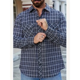 Tendência de Primavera e Verão para Homens, Xadrez Solto e Versátil, Camisa Casual de Moda, Jaqueta de Manga Comprida