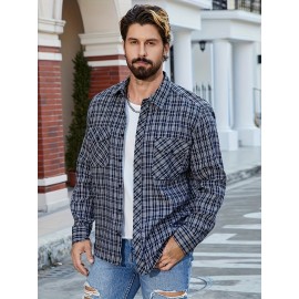 Tendência de Primavera e Verão para Homens, Xadrez Solto e Versátil, Camisa Casual de Moda, Jaqueta de Manga Comprida