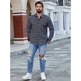 Tendência de Primavera e Verão para Homens, Xadrez Solto e Versátil, Camisa Casual de Moda, Jaqueta de Manga Comprida