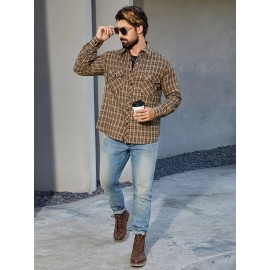 Tendência de Primavera e Verão para Homens, Xadrez Solto e Versátil, Camisa Casual de Moda, Jaqueta de Manga Comprida