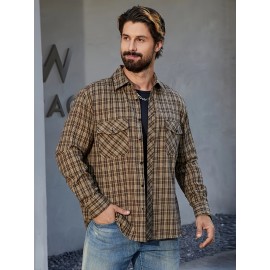 Tendência de Primavera e Verão para Homens, Xadrez Solto e Versátil, Camisa Casual de Moda, Jaqueta de Manga Comprida