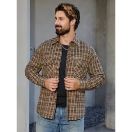 Tendência de Primavera e Verão para Homens, Xadrez Solto e Versátil, Camisa Casual de Moda, Jaqueta de Manga Comprida