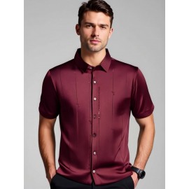 Camisa Masculina de Manga Curta JOSFOND - Poliéster Leve e Respirável, Corte Solto com Gola Quadrada e Estampa Animal, Design de Botões para Escritório e Casual, Tecido Suave