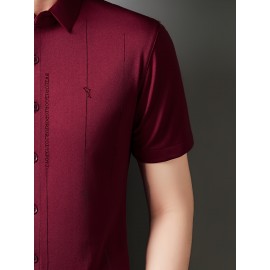 Camisa Masculina de Manga Curta JOSFOND - Poliéster Leve e Respirável, Corte Solto com Gola Quadrada e Estampa Animal, Design de Botões para Escritório e Casual, Tecido Suave