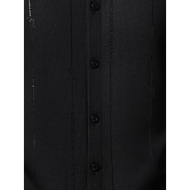 Camisa Masculina de Manga Curta JOSFOND - Poliéster Leve e Respirável, Corte Solto com Gola Quadrada e Estampa Animal, Design de Botões para Escritório e Casual, Tecido Suave