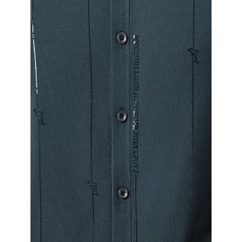 Camisa Masculina de Manga Curta JOSFOND - Poliéster Leve e Respirável, Corte Solto com Gola Quadrada e Estampa Animal, Design de Botões para Escritório e Casual, Tecido Suave