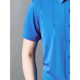 Camisa Masculina de Manga Curta JOSFOND - Poliéster Leve e Respirável, Corte Solto com Gola Quadrada e Estampa Animal, Design de Botões para Escritório e Casual, Tecido Suave