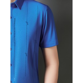 Camisa Masculina de Manga Curta JOSFOND - Poliéster Leve e Respirável, Corte Solto com Gola Quadrada e Estampa Animal, Design de Botões para Escritório e Casual, Tecido Suave