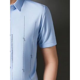 Camisa Masculina de Manga Curta JOSFOND - Poliéster Leve e Respirável, Corte Solto com Gola Quadrada e Estampa Animal, Design de Botões para Escritório e Casual, Tecido Suave