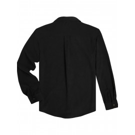 ELESOL Camisa Masculina Casual Com Botões, Blusa De Tecido Cotelê, Outono Inverno Verde Do Exército
