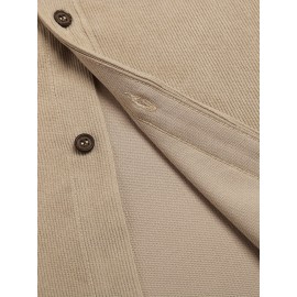 ELESOL Camisa Masculina Casual Com Botões, Blusa De Tecido Cotelê, Outono Inverno Verde Do Exército