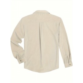ELESOL Camisa Masculina Casual Com Botões, Blusa De Tecido Cotelê, Outono Inverno Verde Do Exército