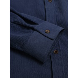 ELESOL Camisa Masculina Casual Com Botões, Blusa De Tecido Cotelê, Outono Inverno Verde Do Exército