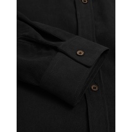 ELESOL Camisa Masculina Casual Com Botões, Blusa De Tecido Cotelê, Outono Inverno Verde Do Exército