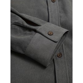 ELESOL Camisa Masculina Casual Com Botões, Blusa De Tecido Cotelê, Outono Inverno Verde Do Exército