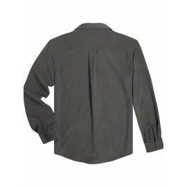 ELESOL Camisa Masculina Casual Com Botões, Blusa De Tecido Cotelê, Outono Inverno Verde Do Exército