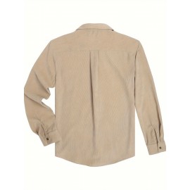 ELESOL Camisa Masculina Casual Com Botões, Blusa De Tecido Cotelê, Outono Inverno Verde Do Exército