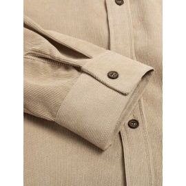 ELESOL Camisa Masculina Casual Com Botões, Blusa De Tecido Cotelê, Outono Inverno Verde Do Exército