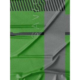 Camiseta Casual Masculina Preta Xadrez, 100% Poliéster, Gola Redonda, Lavável à Máquina - Todas as Estações, Xadrez Preto
