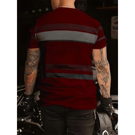 Camiseta Casual Masculina Preta Xadrez, 100% Poliéster, Gola Redonda, Lavável à Máquina - Todas as Estações, Xadrez Preto