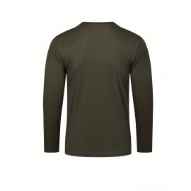 Conjunto de 6 Camisetas Esportivas Masculinas de Manga Longa Absorventes de Umidade - respiráveis, de secagem rápida, tecido de poliéster ligeiramente elástico - camiseta de cor sólida para esportes, fitness casual e vestuário casual