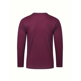 Conjunto de 6 Camisetas Esportivas Masculinas de Manga Longa Absorventes de Umidade - respiráveis, de secagem rápida, tecido de poliéster ligeiramente elástico - camiseta de cor sólida para esportes, fitness casual e vestuário casual
