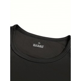 Conjunto de 6 Camisetas Esportivas Masculinas de Manga Longa Absorventes de Umidade - respiráveis, de secagem rápida, tecido de poliéster ligeiramente elástico - camiseta de cor sólida para esportes, fitness casual e vestuário casual