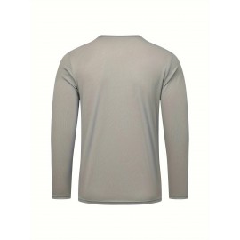 Conjunto de 6 Camisetas Esportivas Masculinas de Manga Longa Absorventes de Umidade - respiráveis, de secagem rápida, tecido de poliéster ligeiramente elástico - camiseta de cor sólida para esportes, fitness casual e vestuário casual