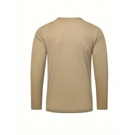 Conjunto de 6 Camisetas Esportivas Masculinas de Manga Longa Absorventes de Umidade - respiráveis, de secagem rápida, tecido de poliéster ligeiramente elástico - camiseta de cor sólida para esportes, fitness casual e vestuário casual
