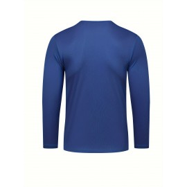 Conjunto de 6 Camisetas Esportivas Masculinas de Manga Longa Absorventes de Umidade - respiráveis, de secagem rápida, tecido de poliéster ligeiramente elástico - camiseta de cor sólida para esportes, fitness casual e vestuário casual