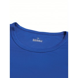 Conjunto de 6 Camisetas Esportivas Masculinas de Manga Longa Absorventes de Umidade - respiráveis, de secagem rápida, tecido de poliéster ligeiramente elástico - camiseta de cor sólida para esportes, fitness casual e vestuário casual